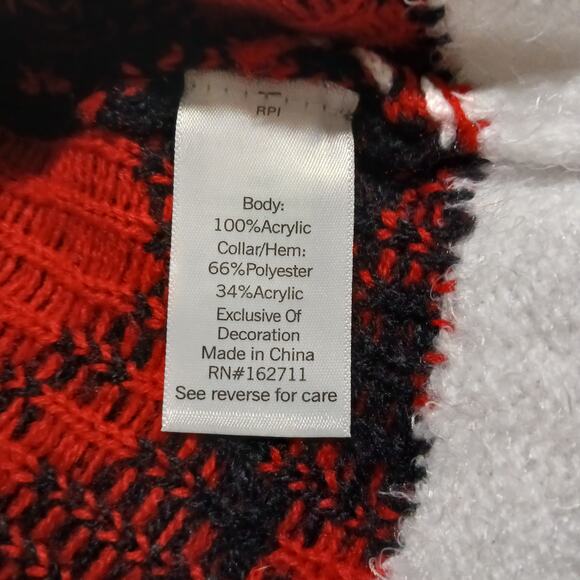 Ugly Christmas Sweater Dress Large (10/12) CanDY Canes Plaid Skirt Sequin Bow - Picture 10 of 11